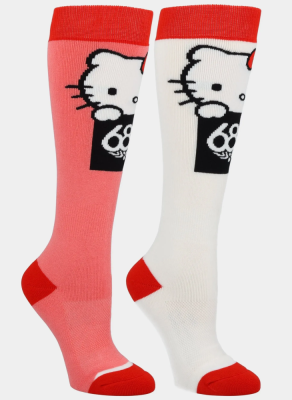 Носки сноубордические 686 ж HELLO KITTY SOCKS - 2PK RED WHITE